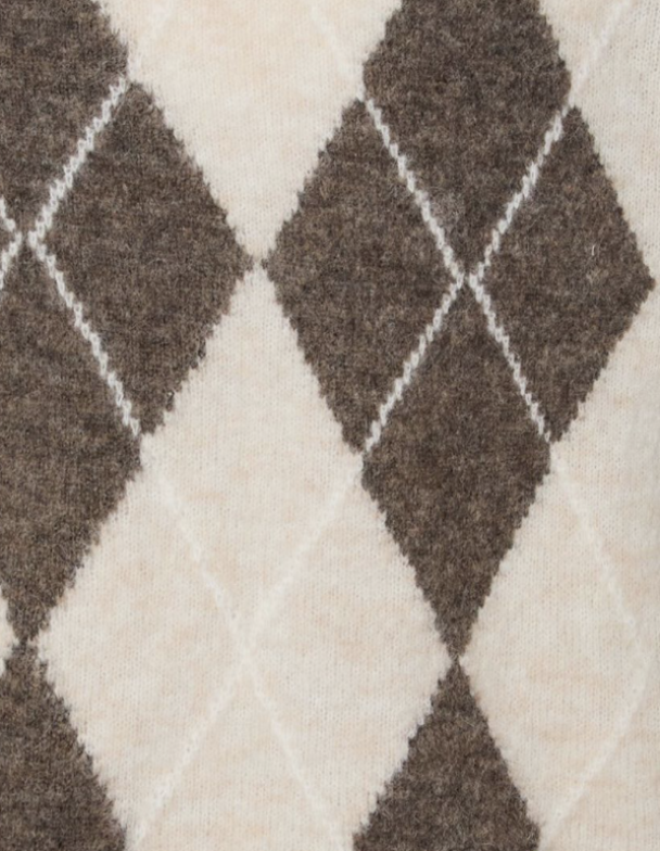 Johi Wool Blend Pullover - Oatmeal Taupe Gray/Pristine Harlequin  - Image 3
