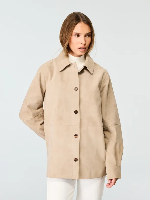 SUEDE SHIRT JACKET  - SAND - Image 1