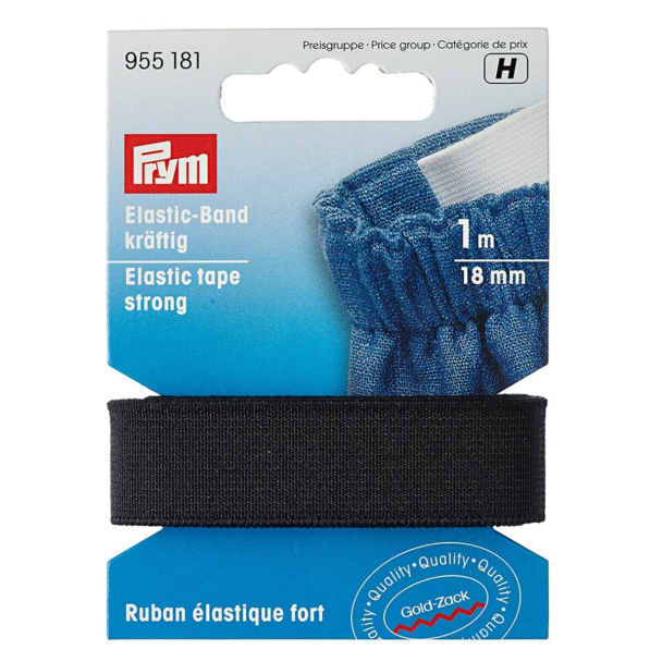 Prym Elastisk strikk – Sterk – 1m 18mm – Sort