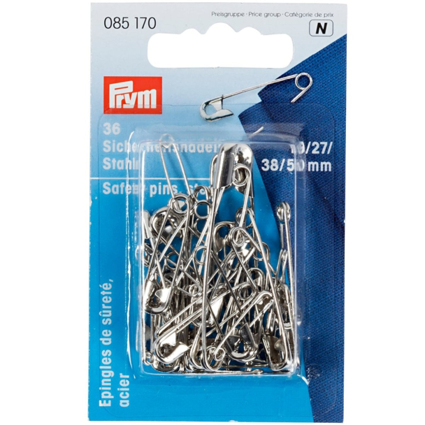 Prym Sikkerhetsnåler 19-50mm – 36stk – Sølv