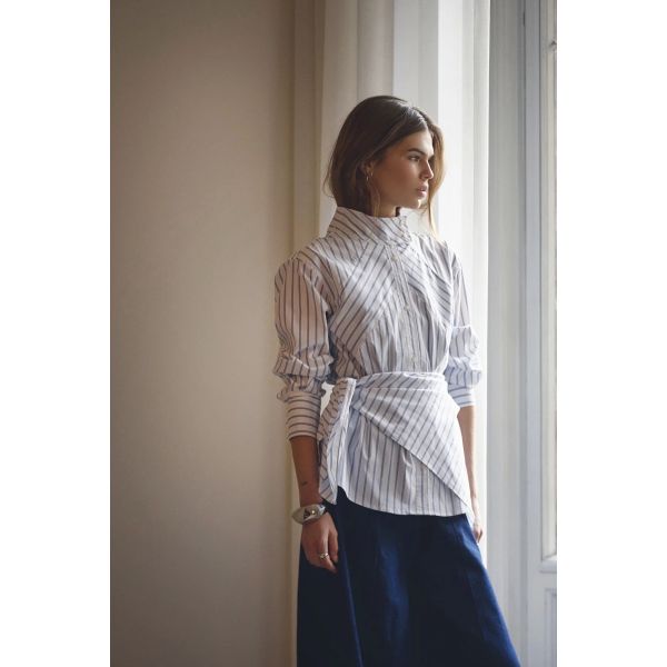 SomoCC Stripe Funnel Neck Shirt