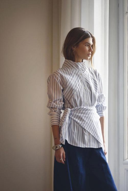 SomoCC Stripe Funnel Neck Shirt