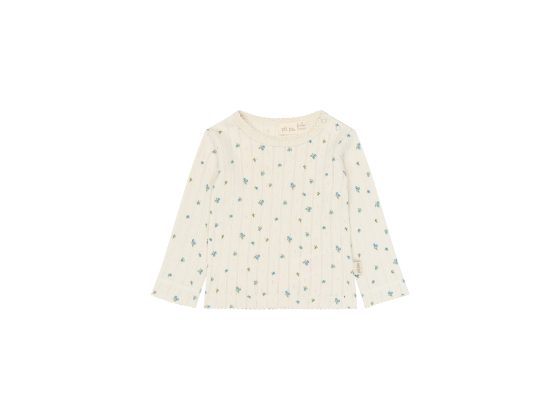 Gracie Pointelle Genser, Eggnog / Blueberry - Petit Piao