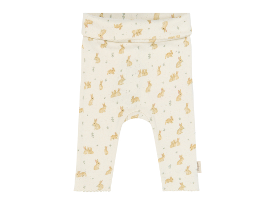 High Waist Leggings Pointelle, Eggnog / Rabbit - Petit Piao