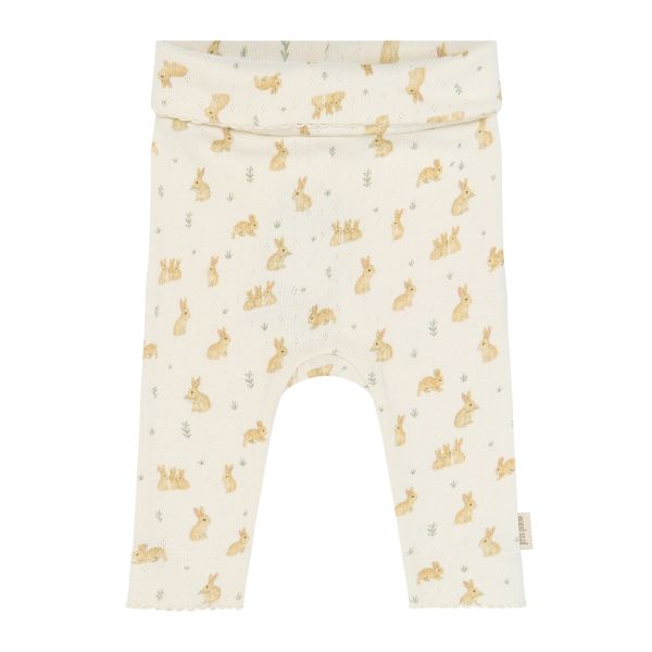 High Waist Leggings Pointelle, Eggnog / Rabbit - Petit Piao