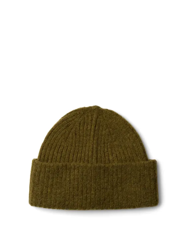 Lulu Wool Blend Knit Beanie - Fir Green 