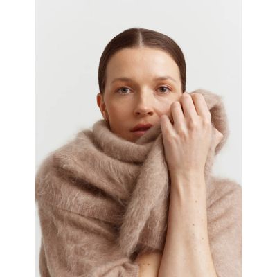 Chamonix Scarf Brushed Cashmere Mushroom