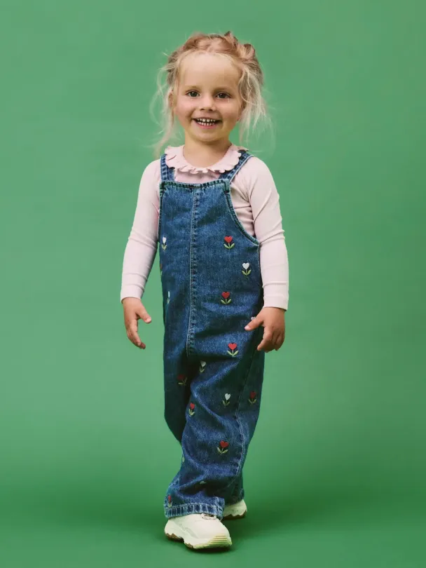 NMFmalo Denim Overall m/blomster - Image 1