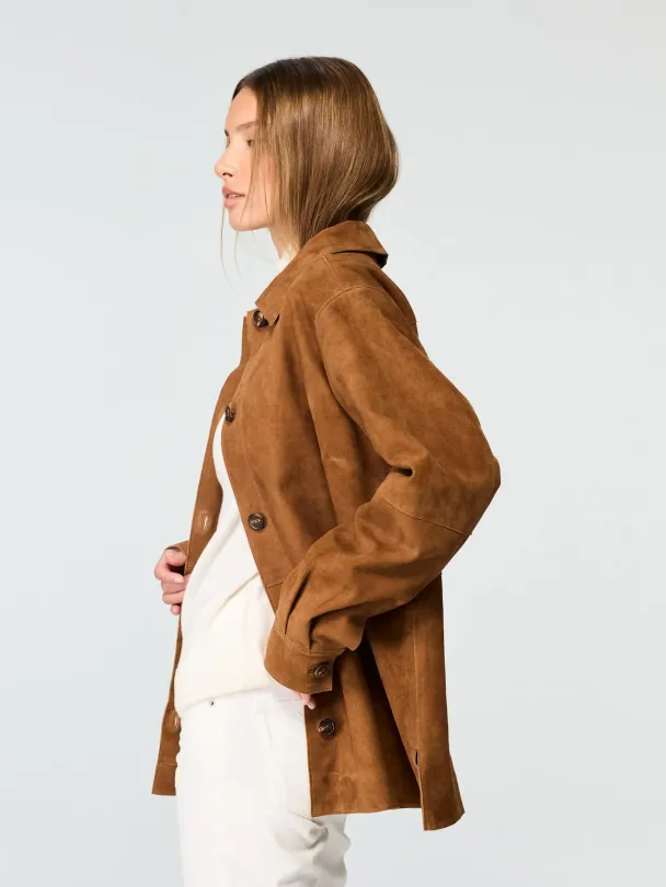 SUEDE SHIRT JACKET  - COGNAC - Image 2