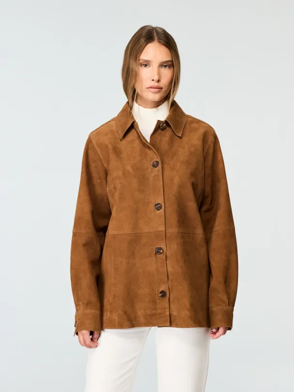 SUEDE SHIRT JACKET  - COGNAC - Image 1