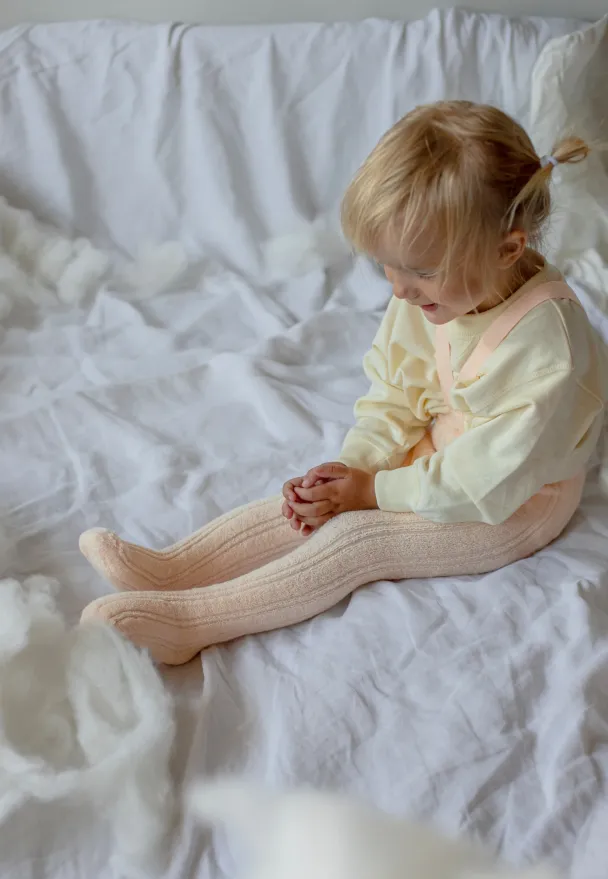 Granny Teddy Footed Tights - Silky Peach - Image 2