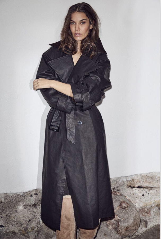Oily Tech Trench - Black - Image 1