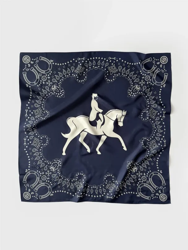 Equestrian Scarf - Navy 65cm