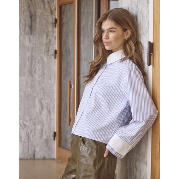 VougeCC Cuff Shirt|Stripet skjorte lyseblå – Co’Couture
