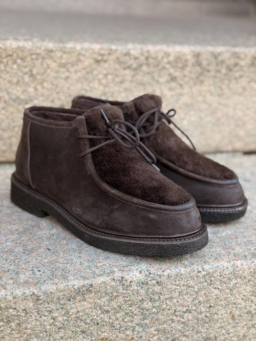 Laura Bellariva Shearling Boots i semsket skinn – mørk brun