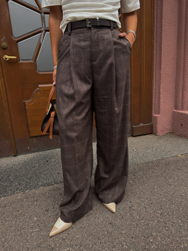 Maelle Trousers - Brown Check - Image 1