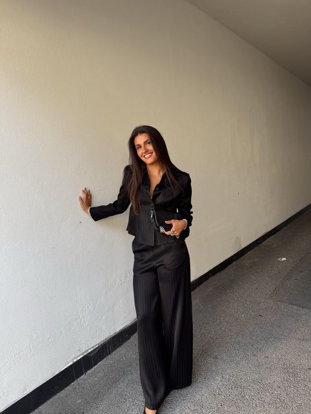 Tailored Straight Trousers - Black - Image 5