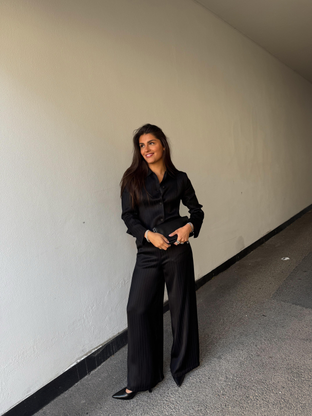 Tailored Straight Trousers - Black - Image 1