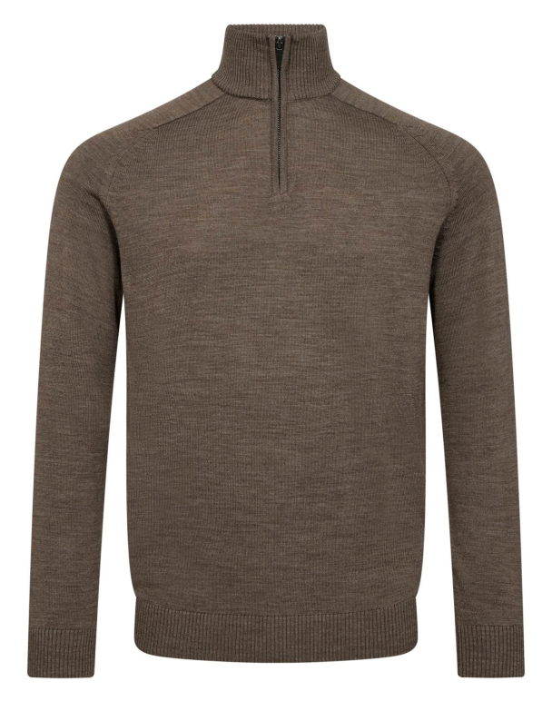 BS Pelle half zip ullgenser, brun - Image 2