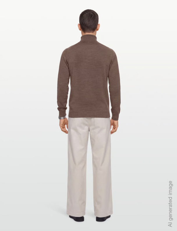 BS Pelle half zip ullgenser, brun - Image 5