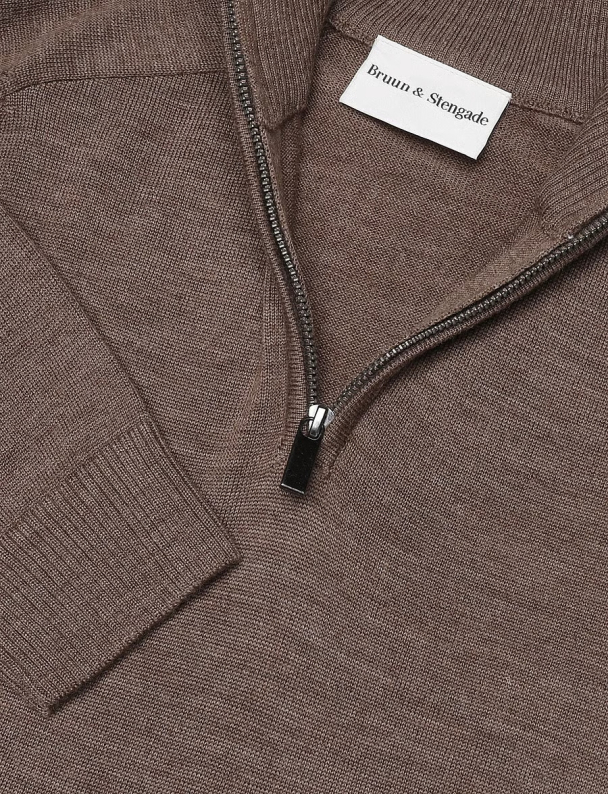 BS Pelle half zip ullgenser, brun - Image 6