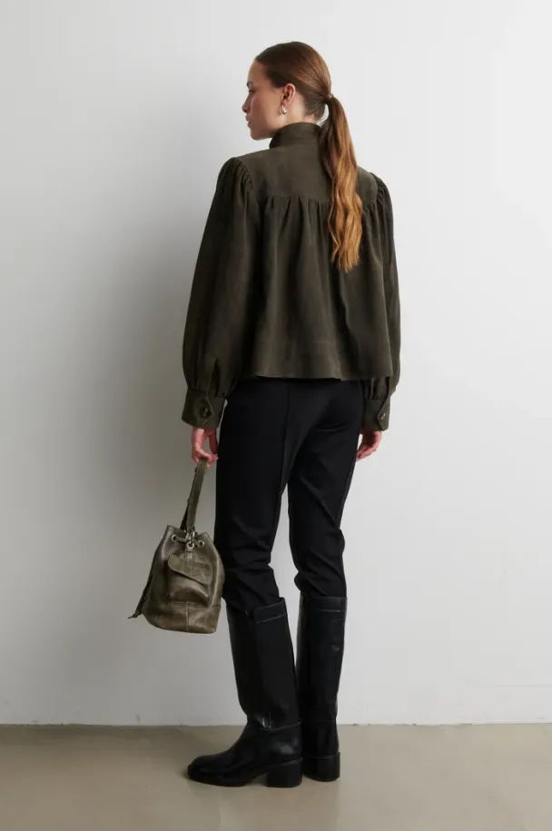 Zonie Suede Jacket - Black Olive - Image 3