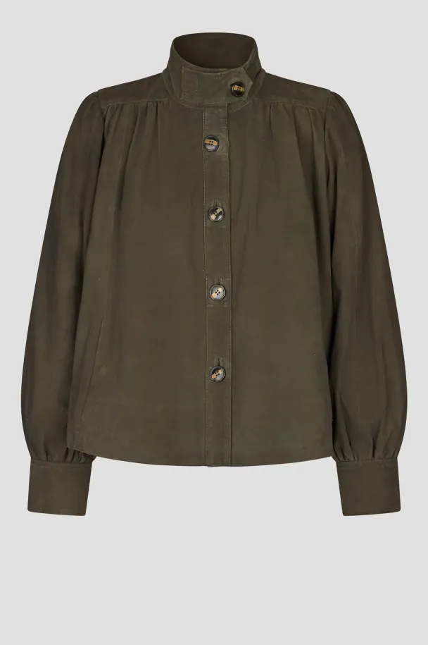 Zonie Suede Jacket - Black Olive - Image 2