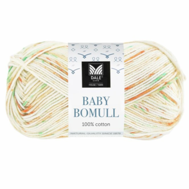 Baby Bomull - 523 - Oransje/Skarp Grønn Print - Image 1