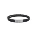 St&aring;l armb&aring;nd i svart flettet/glatt l&aelig;r - 8mm 
