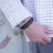 St&aring;l armb&aring;nd i svart flettet l&aelig;r - 8mm 