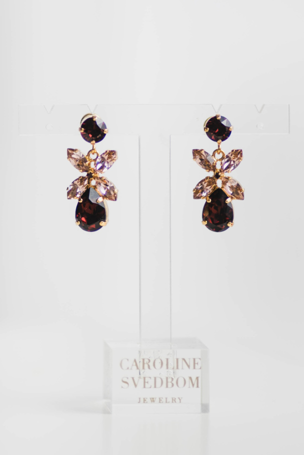 Mini Dione Earrings Gold - Burgundy/Vintage Rose  - Image 2