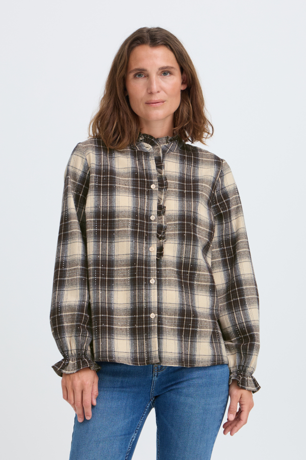PZkamma Flanell Skjorte Beige - Image 1