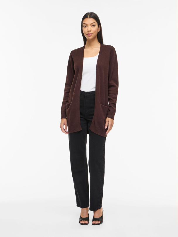Viril open knit cardigan, brun - Image 1