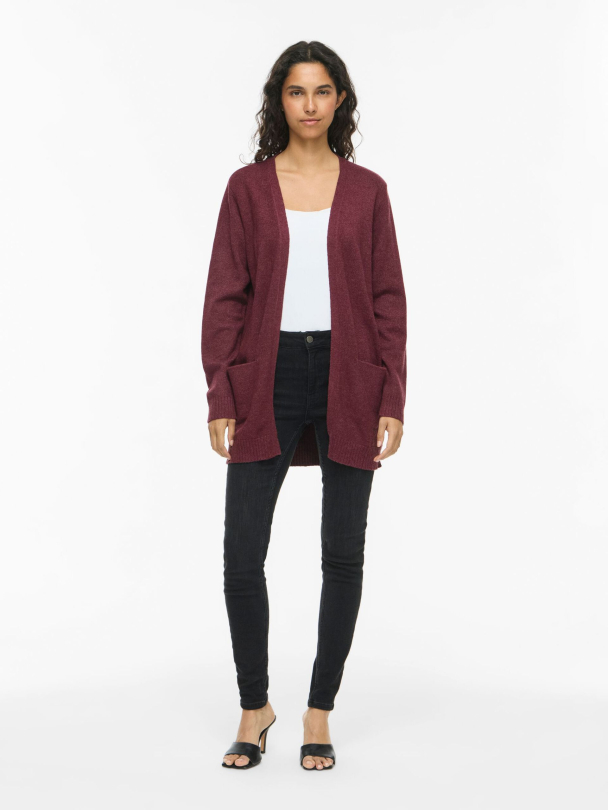 Viril open knit cardigan, burgunder - Image 1