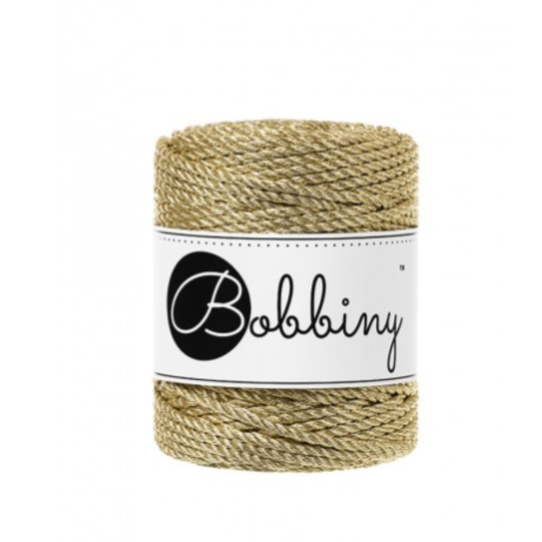 Metallic Gold Macrame 3ply Rope 3mm 50m