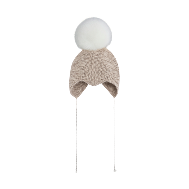 Bonnet Wool Knit Alpaca Pompom - Off-White - Image 2