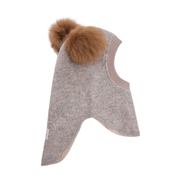 Balaclava Wool Alpaca PomPoms - Camel Melange - Image 1