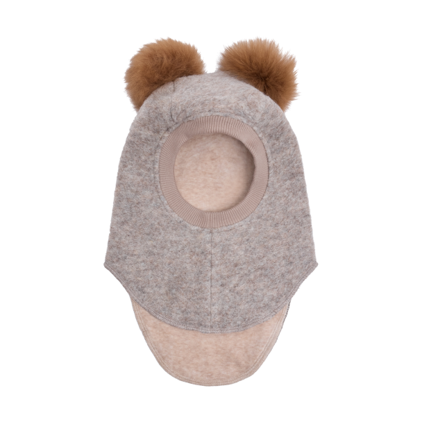 Balaclava Wool Alpaca PomPoms - Camel Melange - Image 2