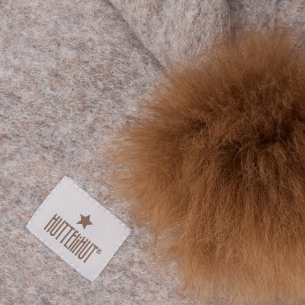Balaclava Wool Alpaca PomPoms - Camel Melange - Image 3
