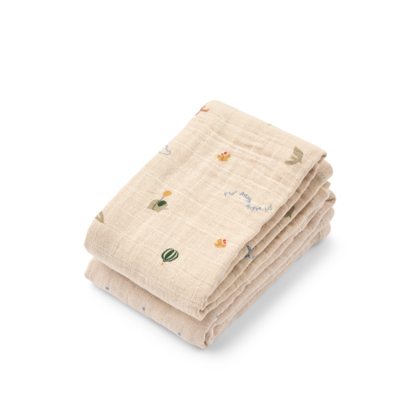 Lewis Muslin Klut 2-pk - Star/Flying Mix - Image 1