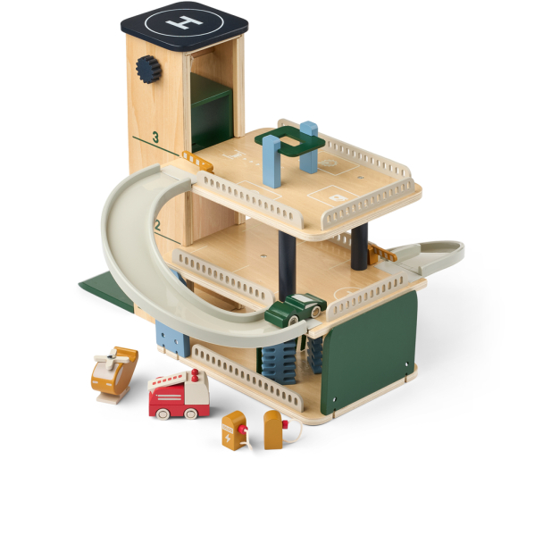 Jordy Wooden Multi Play Parking Tower - Beach Blue Multi Mix - Image 2