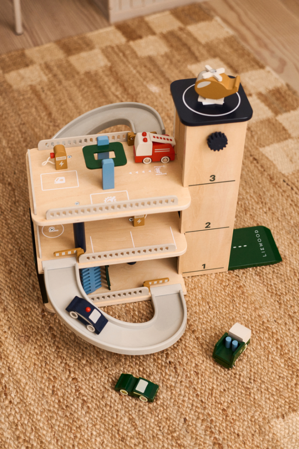 Jordy Wooden Multi Play Parking Tower - Beach Blue Multi Mix - Image 3