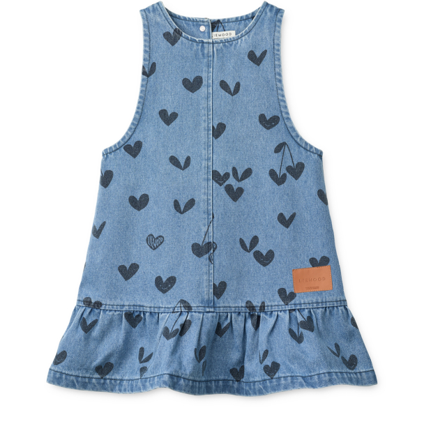 Angelica Printed Denim Frill Dress - Sweethearts/Denim - Image 1