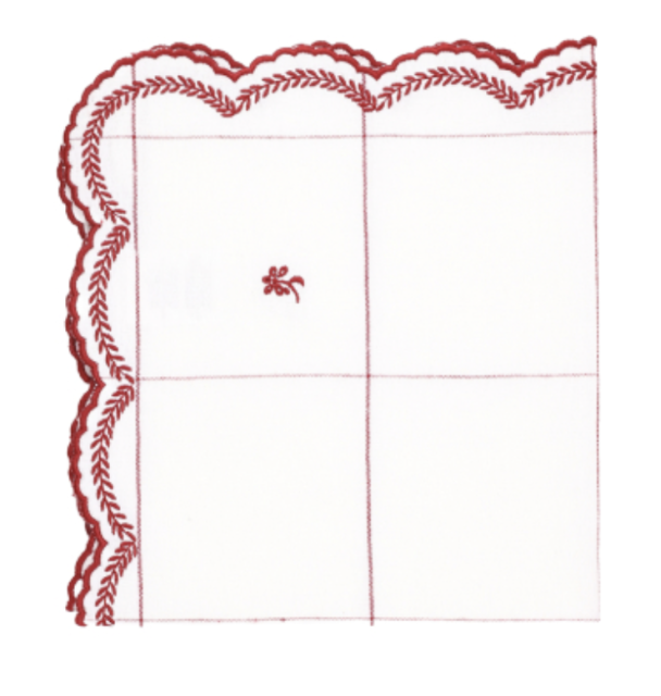 Napkin Embroidery - Red Checks