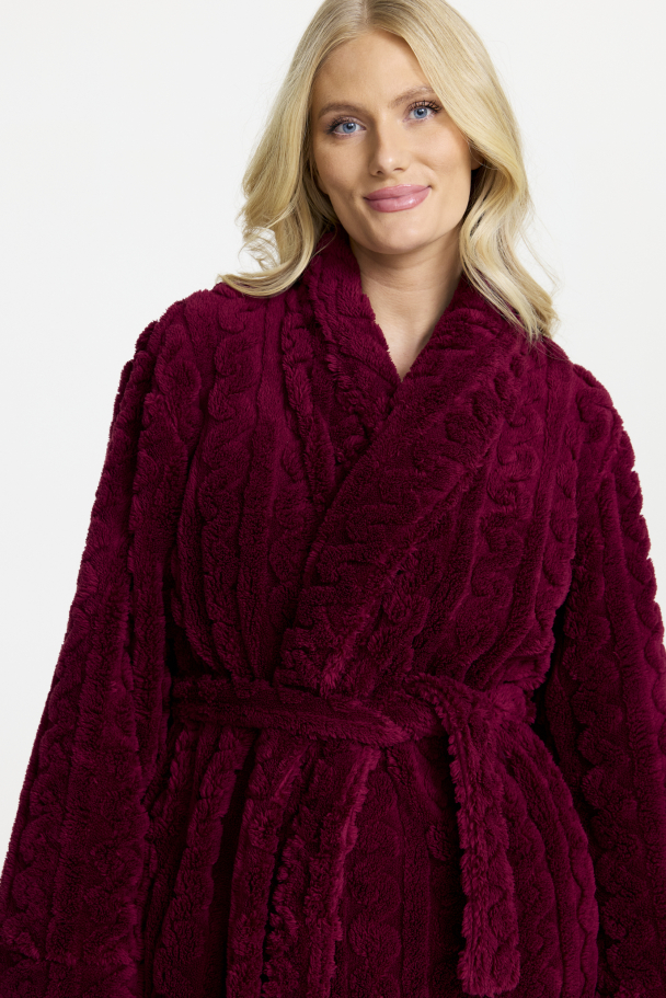 Morgenkåpe Fleece Burgunder - Image 3