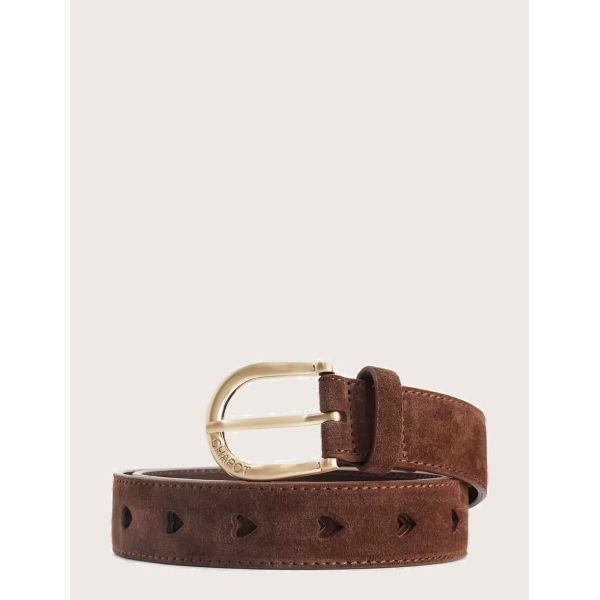 Cut It Out Heart Belt – Brunt semsket skinnbelte fra Fabienne Chapot 