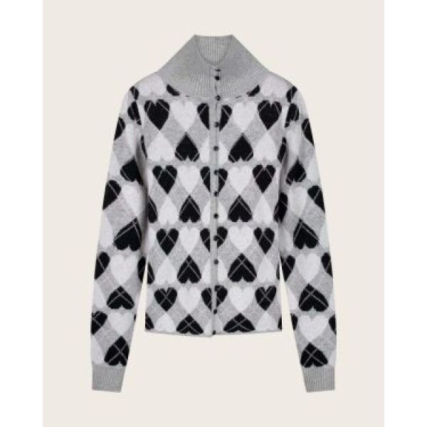 Jamie Cardigan – Grå cardigan med hjerter fra Fabienne Chapot 