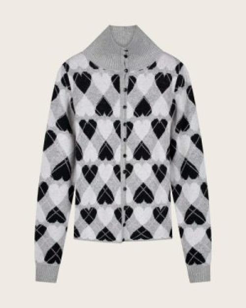 Jamie Cardigan – Grå cardigan med hjerter fra Fabienne Chapot 