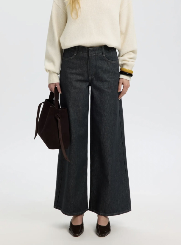 Extra Wide Baria-Bora Jeans - Dark Grey Denim - Image 1