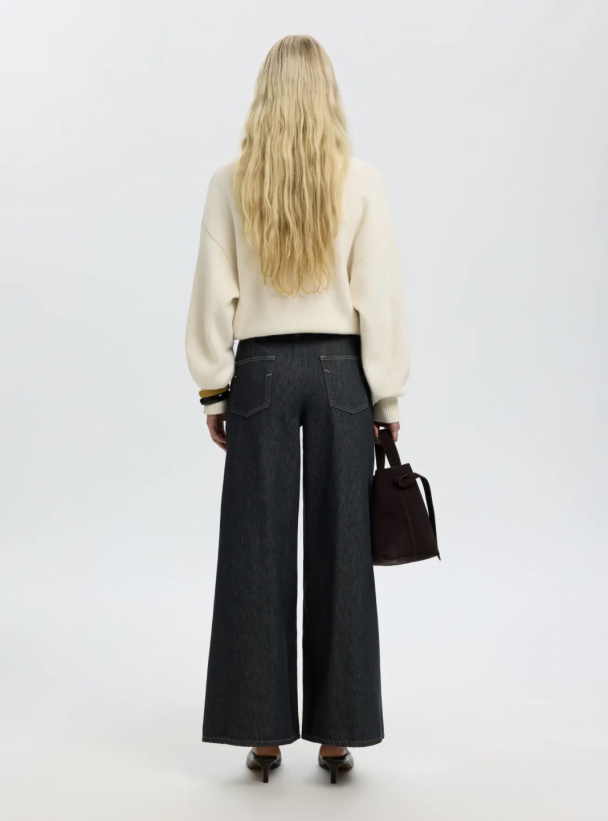 Extra Wide Baria-Bora Jeans - Dark Grey Denim - Image 3